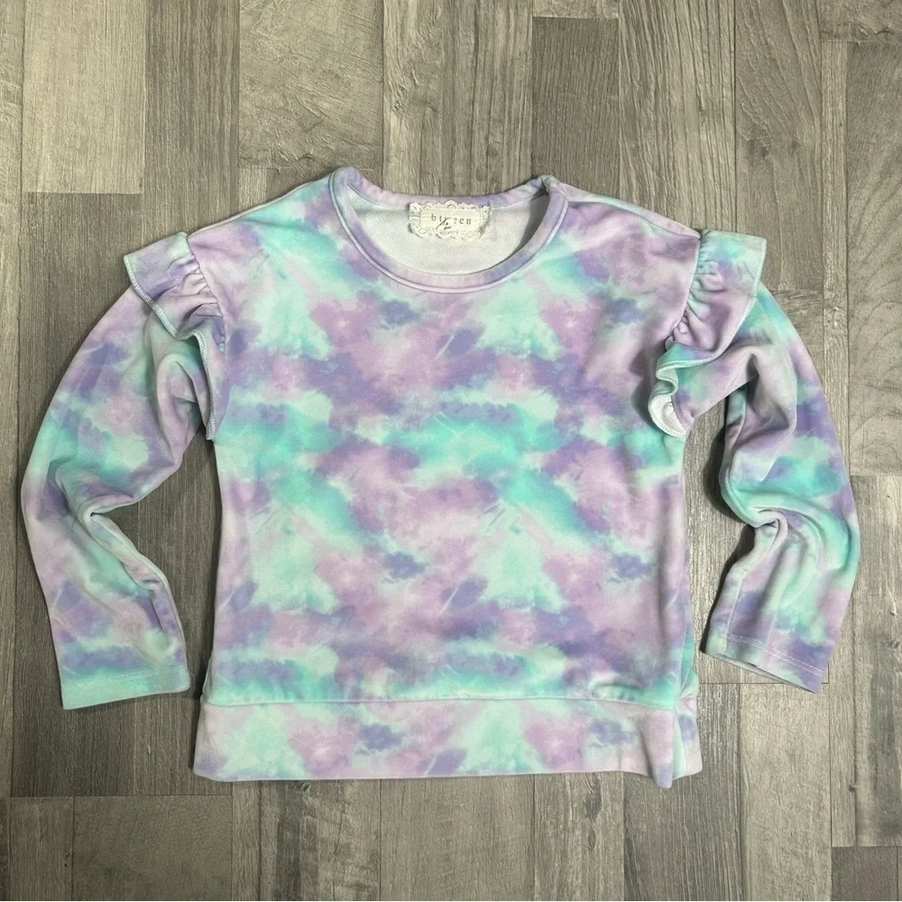 Btween Girls Tie Dye Comfy Lounge Set Soft Velvety Velour Set - Picture 2 of 8